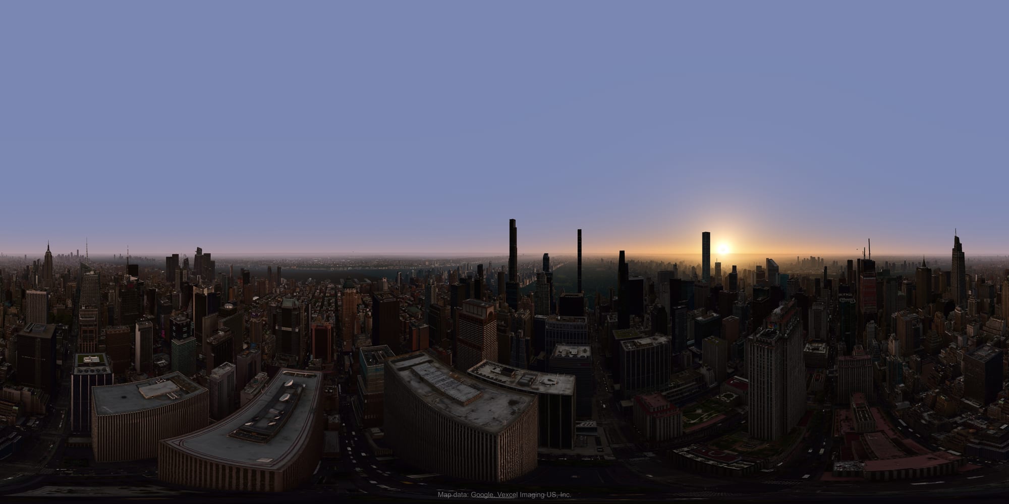 A 360-degree panorama exported from Photo Studio and shown flat — the entire horizon around the scouted point.
